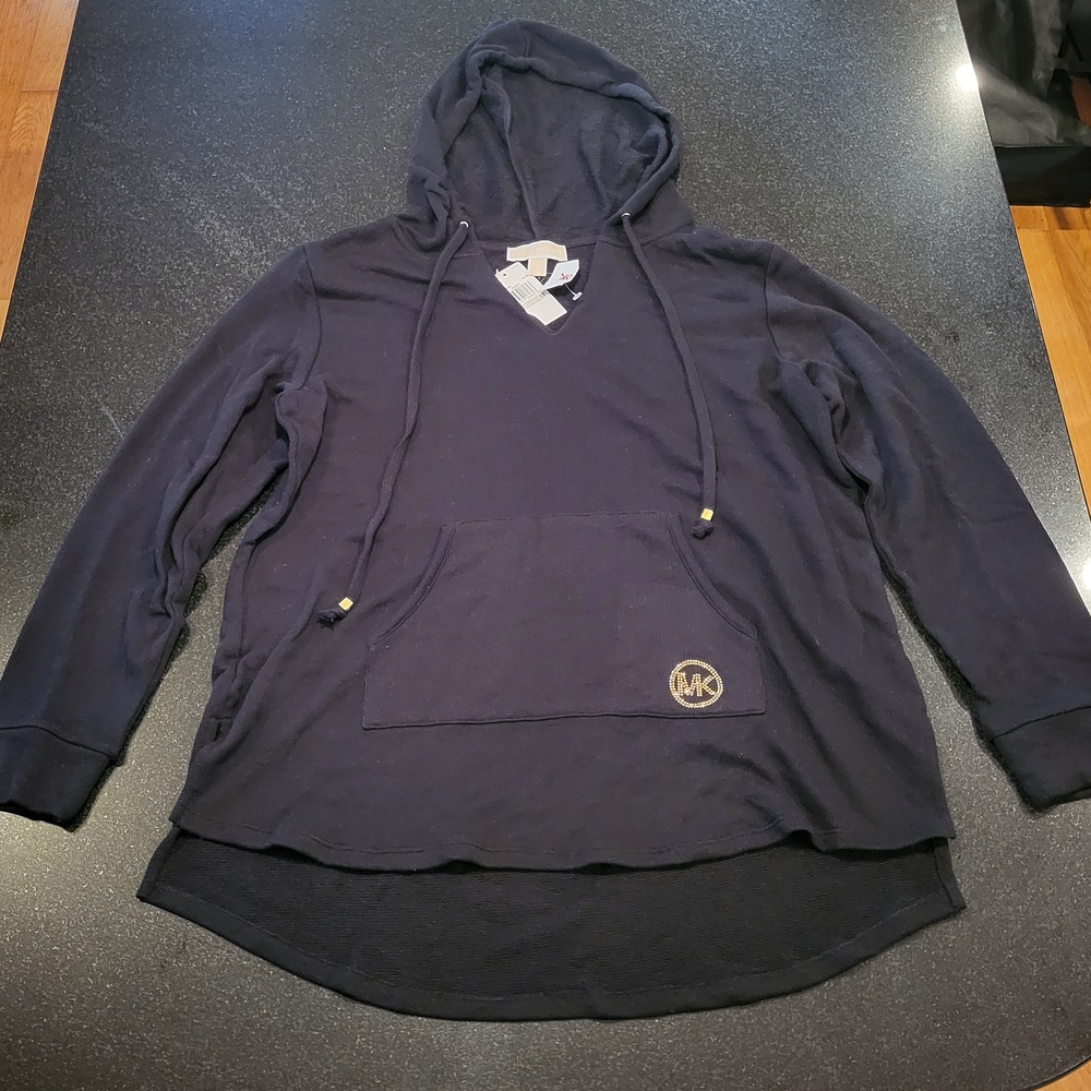 Michael Kors Black Hooded Sweatshirt with Front Pocket, New with Tags, Size 1x